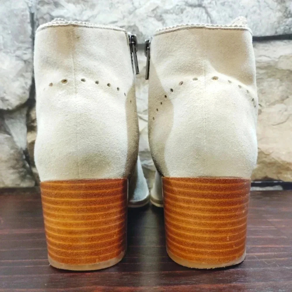 Silent D Moneybag Ankle Boots Beige Suede Leather Beige US 6.5 EU 37 - Picture 7 of 13